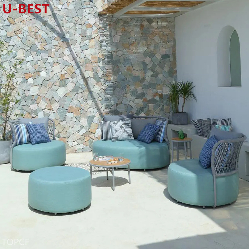 Outdoor Wicker Rattan Furniture Patio Sofa Couch Loveseat Seating Set Garden Outside Rattan Divano Furniture Exterior Posti