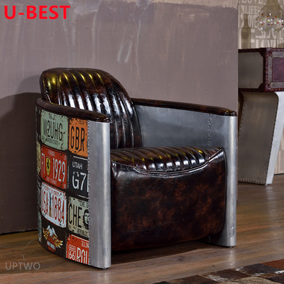 U-Best Loft Industrial Retro Antique Armchair Vintage Aluminium Aviator Tomcat Chair Display Furniture Blunts Cigar