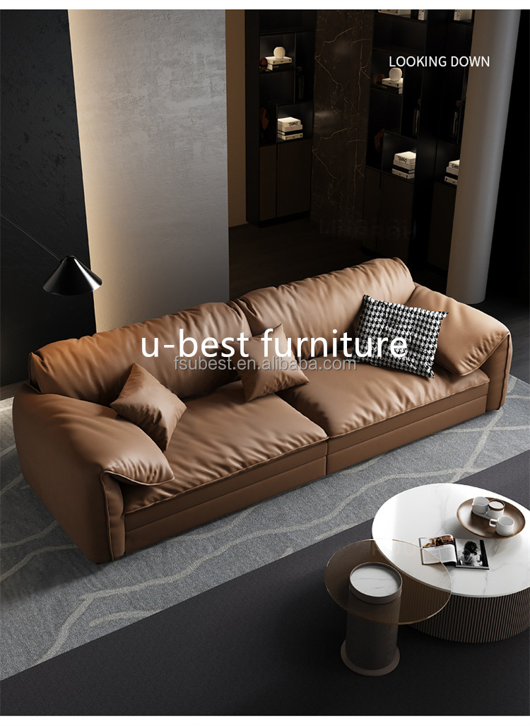 U-BESTU-BEST Winforce Elephant Ears Living Room Sofa Set Couch Velvet Modern Sofa Genuine Leather Futon Italian Luxury Sofa