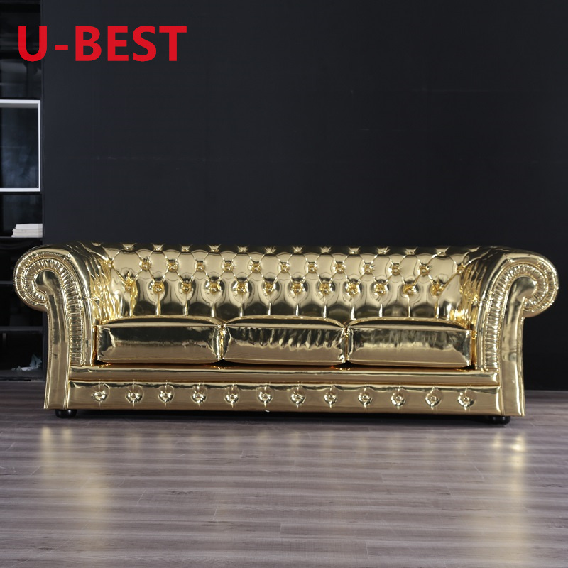 U-BEST Luxury Nordic House Furniture Gold Leather Couch Tufty Sofa Set Chesterfield Cream One Seater 2 Seated Velvet Sofa