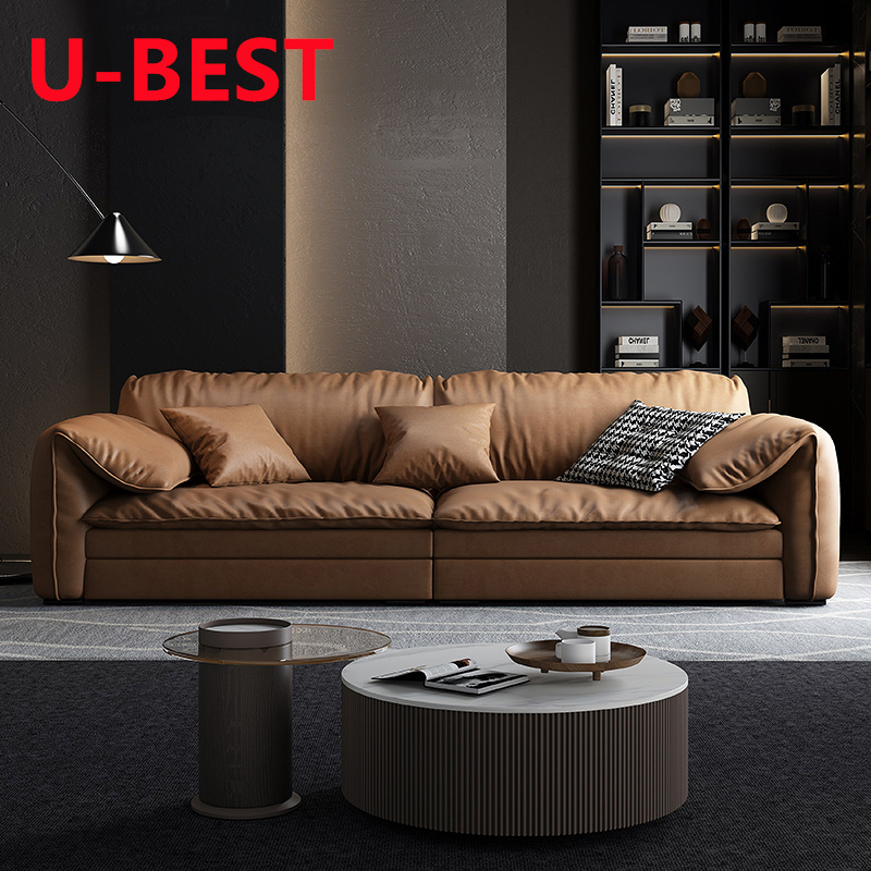 U-BESTU-BEST Winforce Elephant Ears Living Room Sofa Set Couch Velvet Modern Sofa Genuine Leather Futon Italian Luxury Sofa