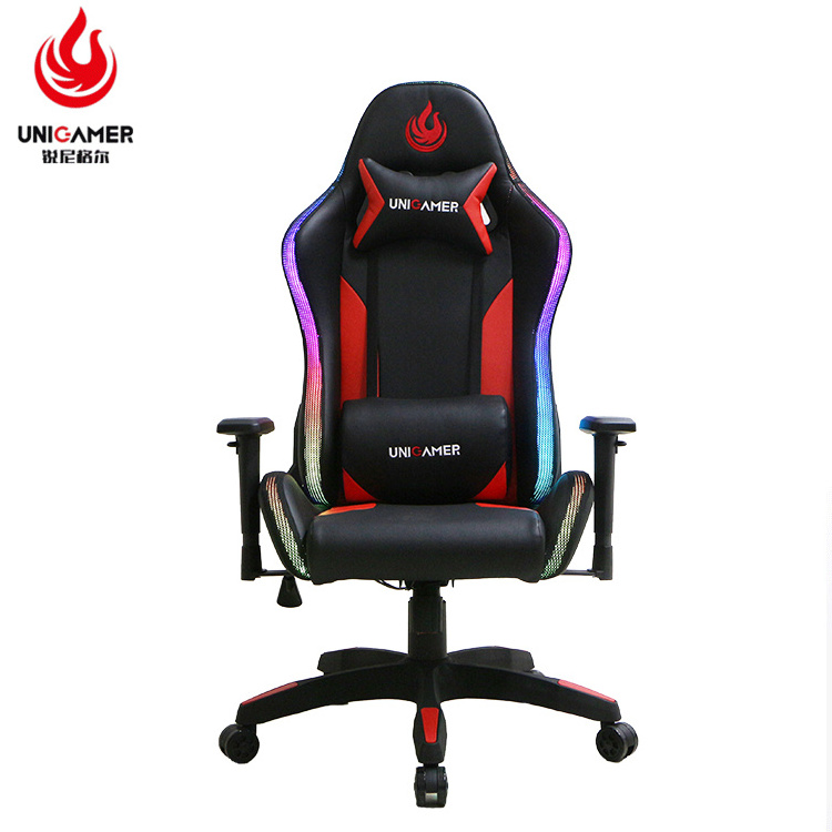 High Quality 180 Swivel PU Leather Office Reclining PC Custom Racing Gaming Chair With RGB