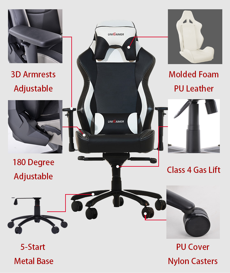 FoShan factory adjustablegaming chair fold arms metal gaming chair footrest parts