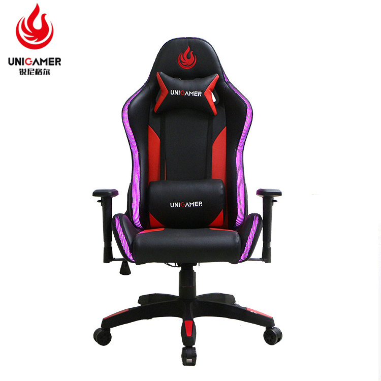 High Quality 180 Swivel PU Leather Office Reclining PC Custom Racing Gaming Chair With RGB