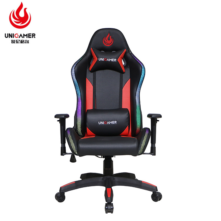 High Quality 180 Swivel PU Leather Office Reclining PC Custom Racing Gaming Chair With RGB