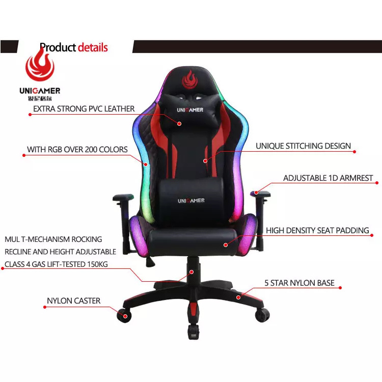 Luxury Gaming Gamer Computer Chair Massage Pu Leather Led Rgb Scorpion Gaming Chair