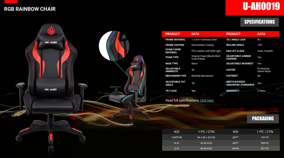 Luxury Gaming Gamer Computer Chair Massage Pu Leather Led Rgb Scorpion Gaming Chair