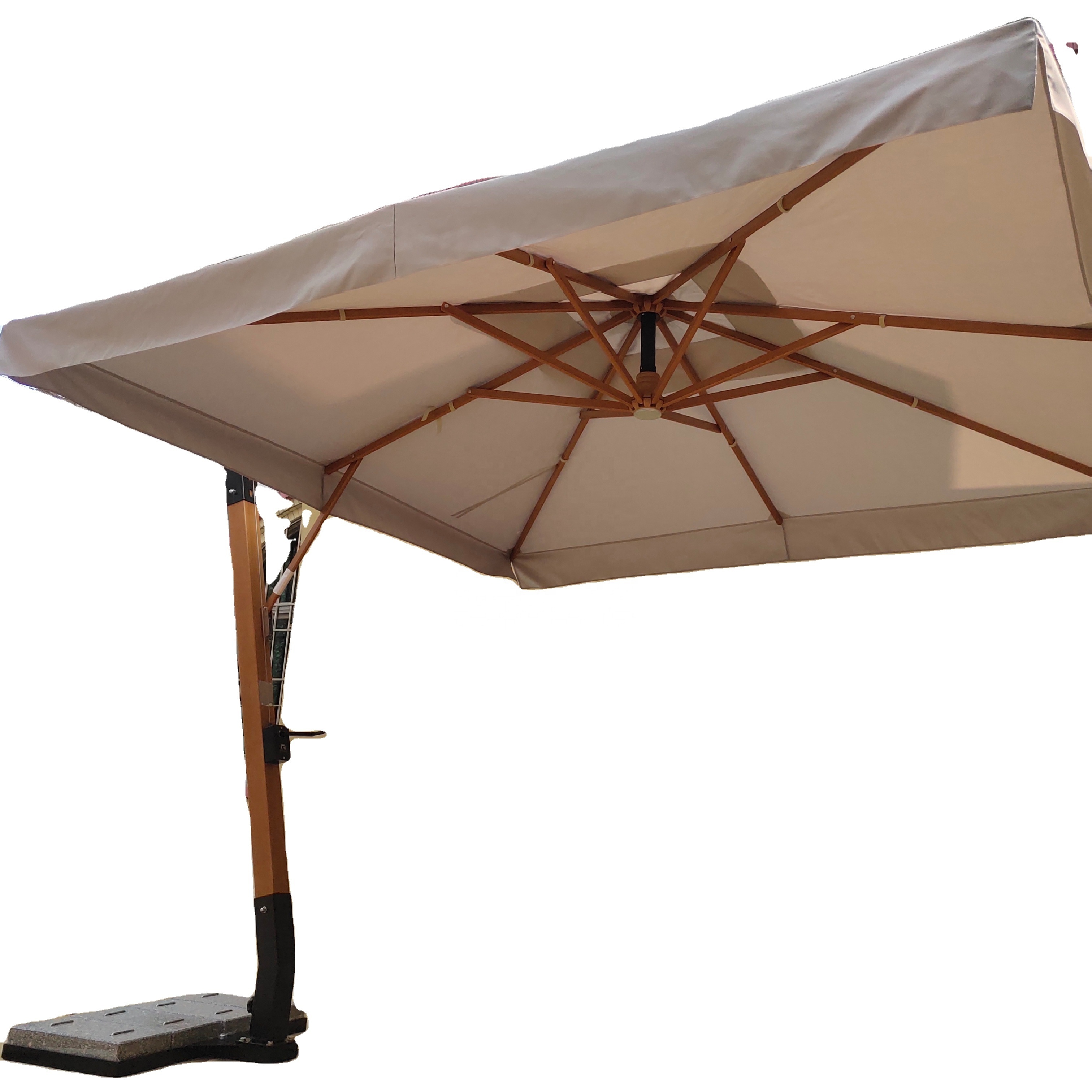 10ft Square Commercial Offset Hanging Polyester Beige Color Market Patio Cantilever Umbrella