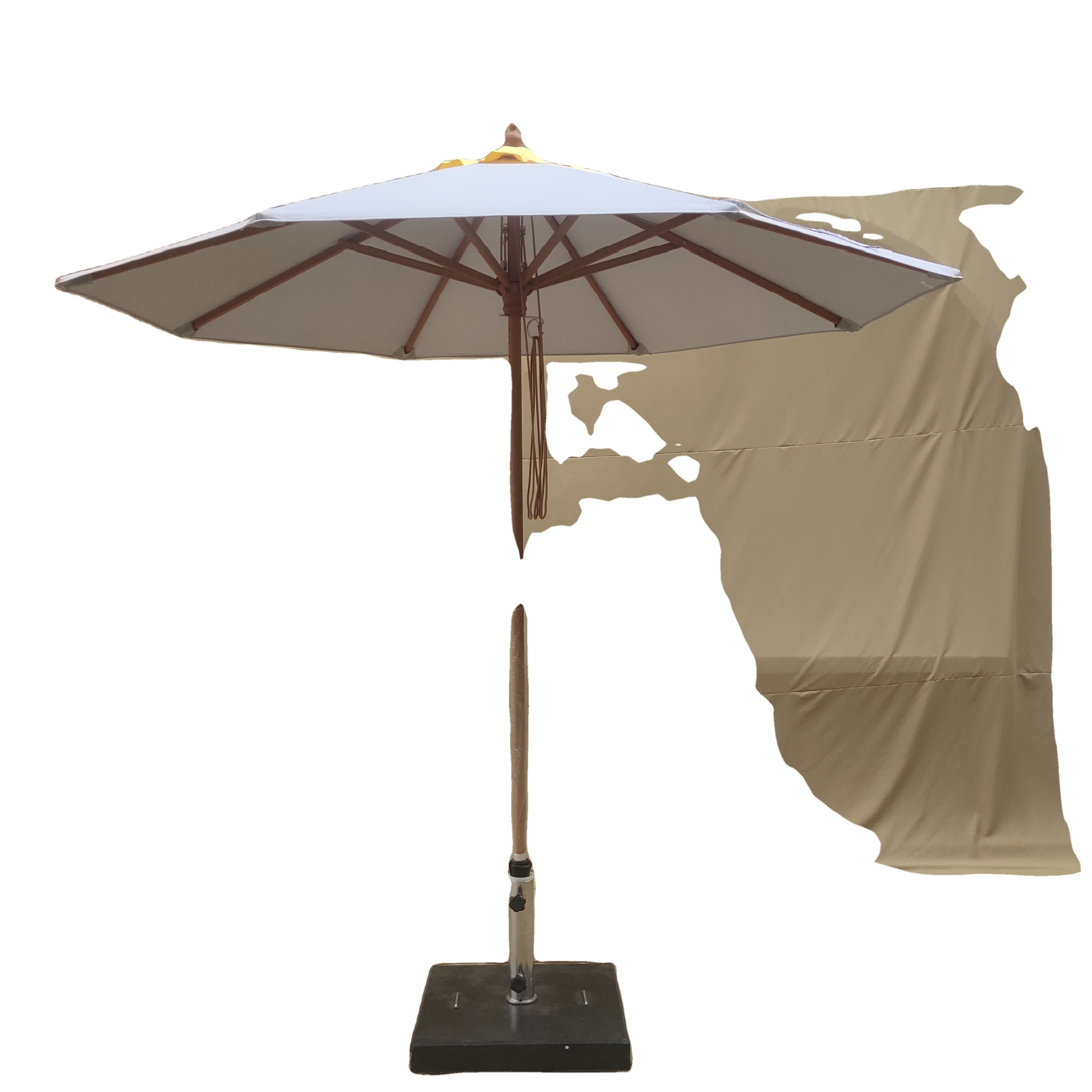 250 cm commercial restaurant windproof sunshade pulley outdoor center pole fiber umbrella