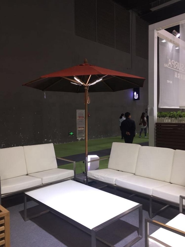 9 ft commercial high quality windproof market Umbrella for Restaurant with led light