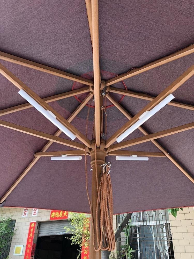 9 ft commercial high quality windproof market Umbrella for Restaurant with led light