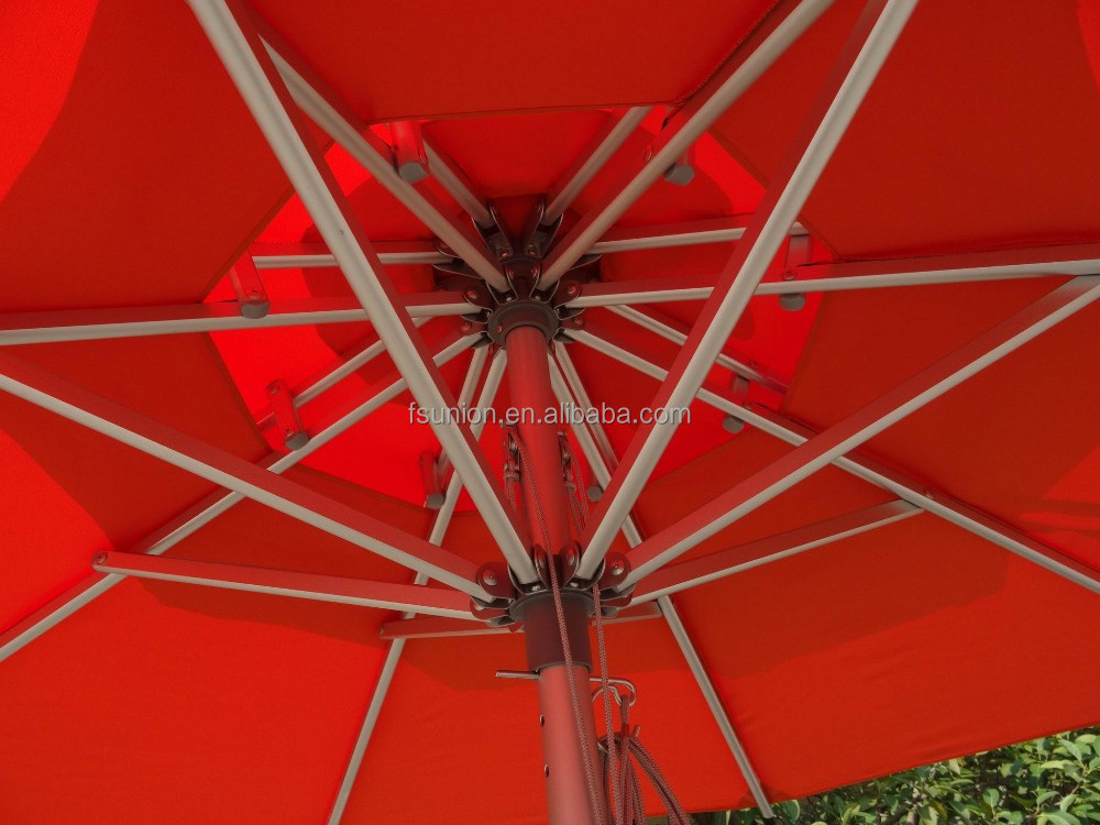 two tiers Swimming Pool Strong Wind Resistant 48mm Wooden Outdoor Umbrella high quantity alum Patio Umbrella