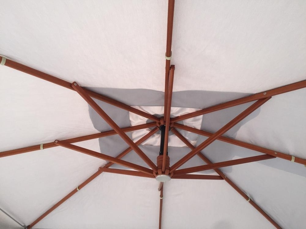 Giant Wooden Hanging Patio Umbrella with Granite Base