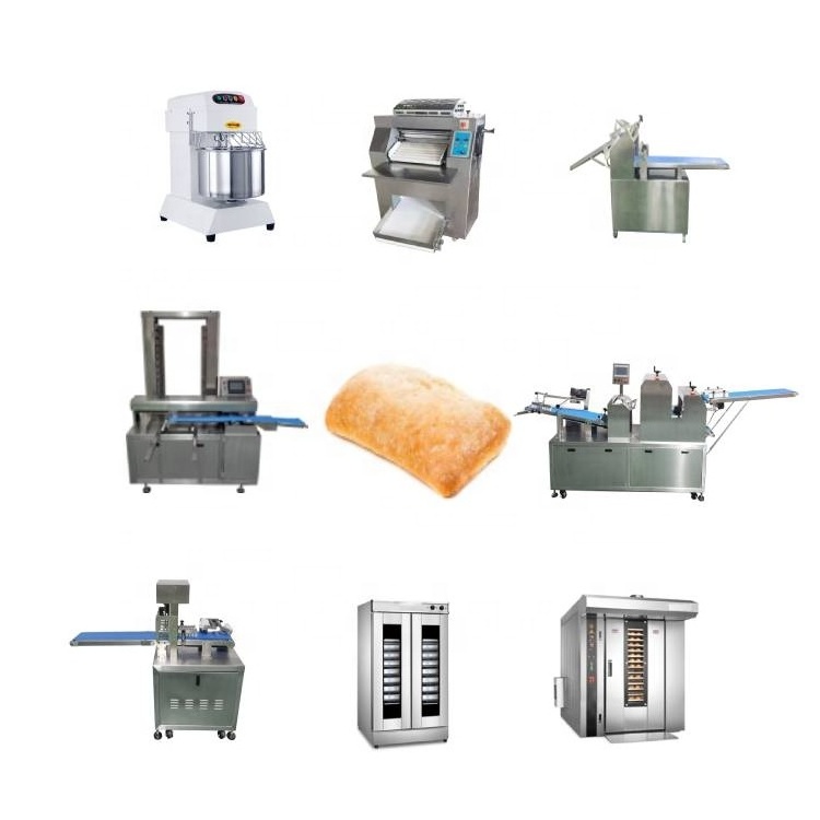 baguette pancake bread ciabatta black rye bread hot dog toast dough mixer shaping forming cutting arranging machine