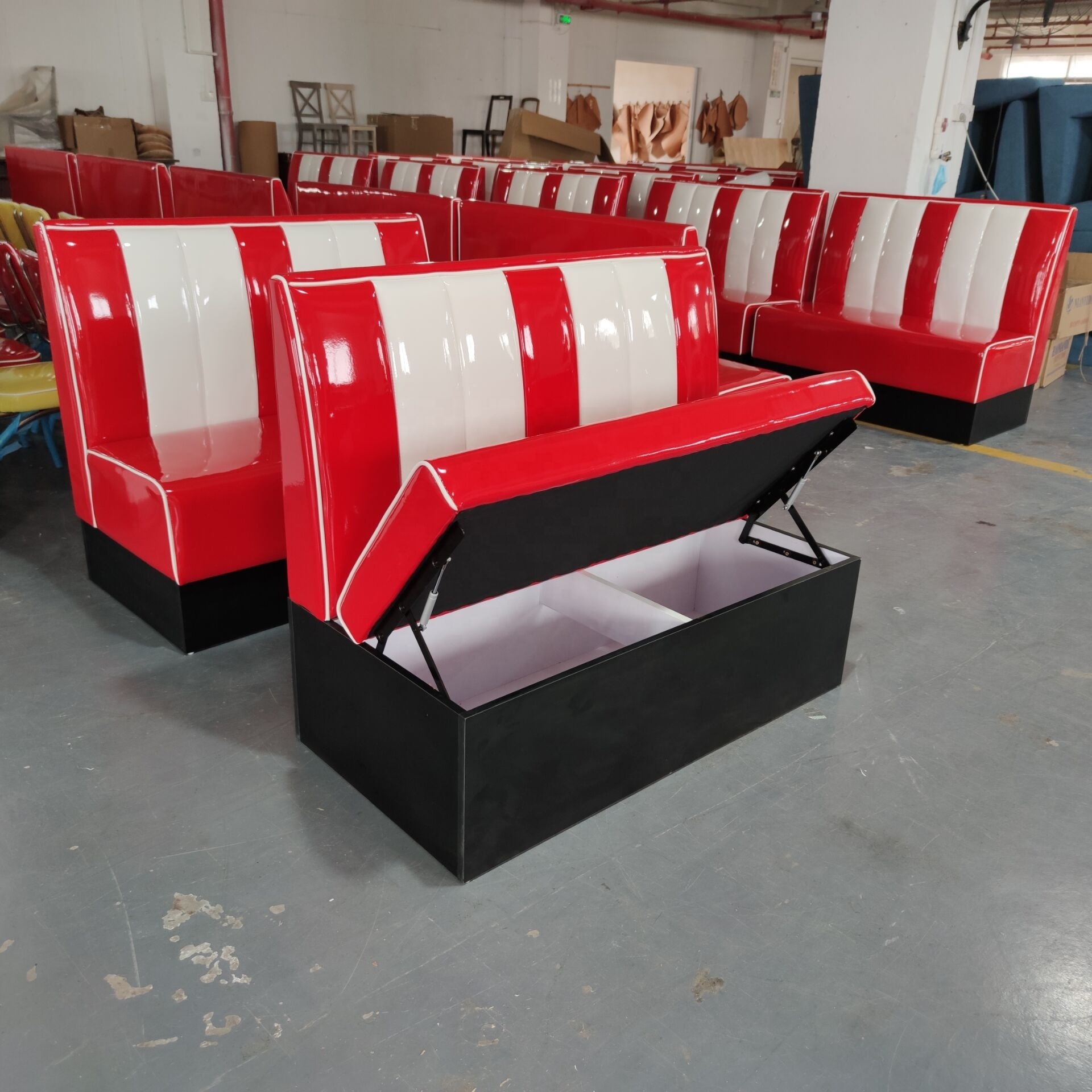 wholesale custom american retro commercial furniture antique pink red restaurant diner booths