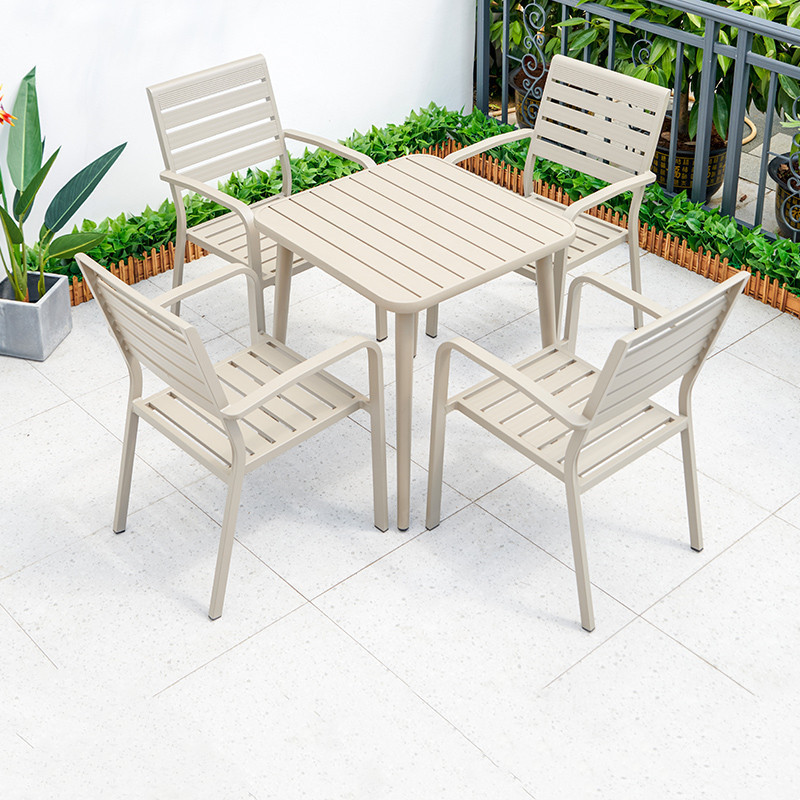 Customizable aluminum alloy frame modern Leisure table and chair sets for Outdoor Furniture 7 pieces