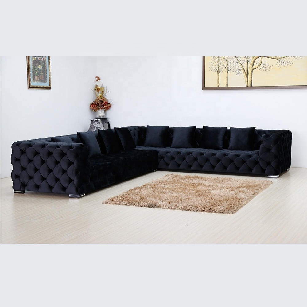 new design custom luxury black red purple gray beige commercial furniture living room sectional corner sofa set