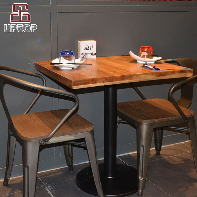 Hot sale custom durable industrial wood commercial project dining hotel cafe restaurant furniture table and chair