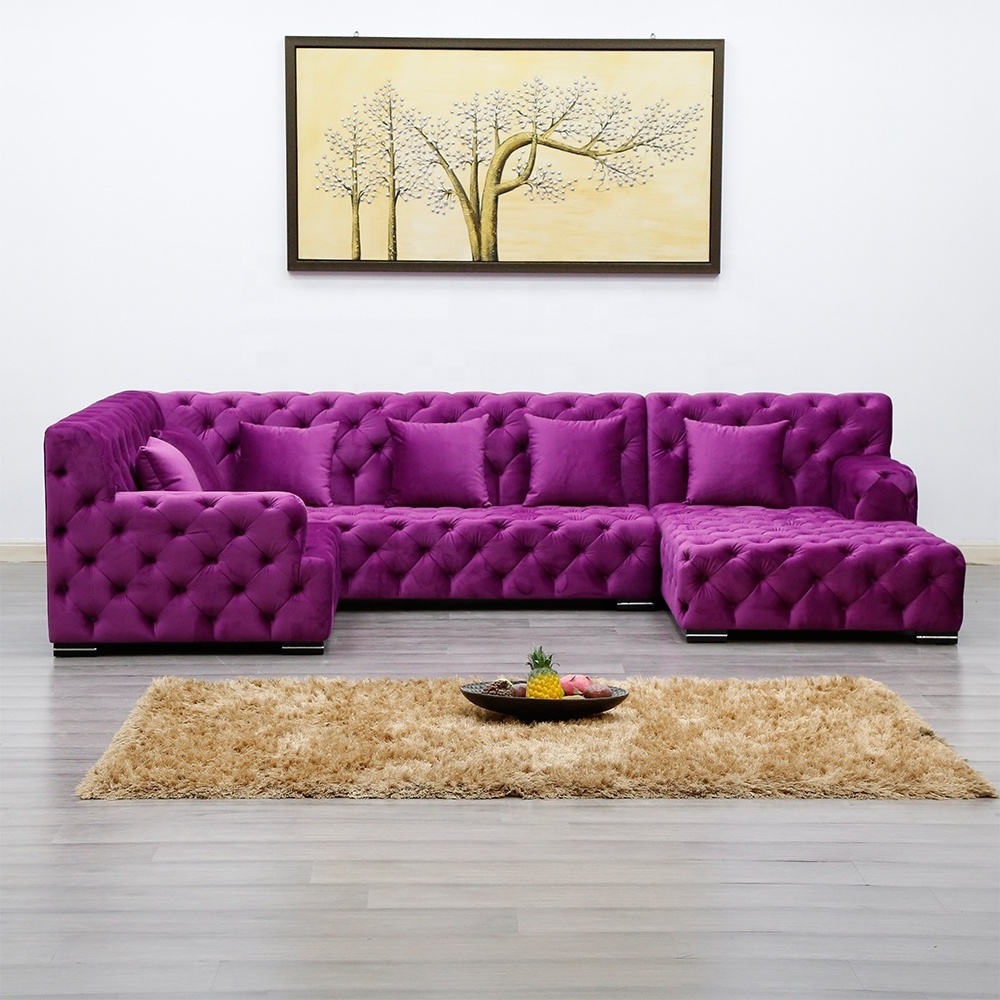 new design custom luxury black red purple gray beige commercial furniture living room sectional corner sofa set