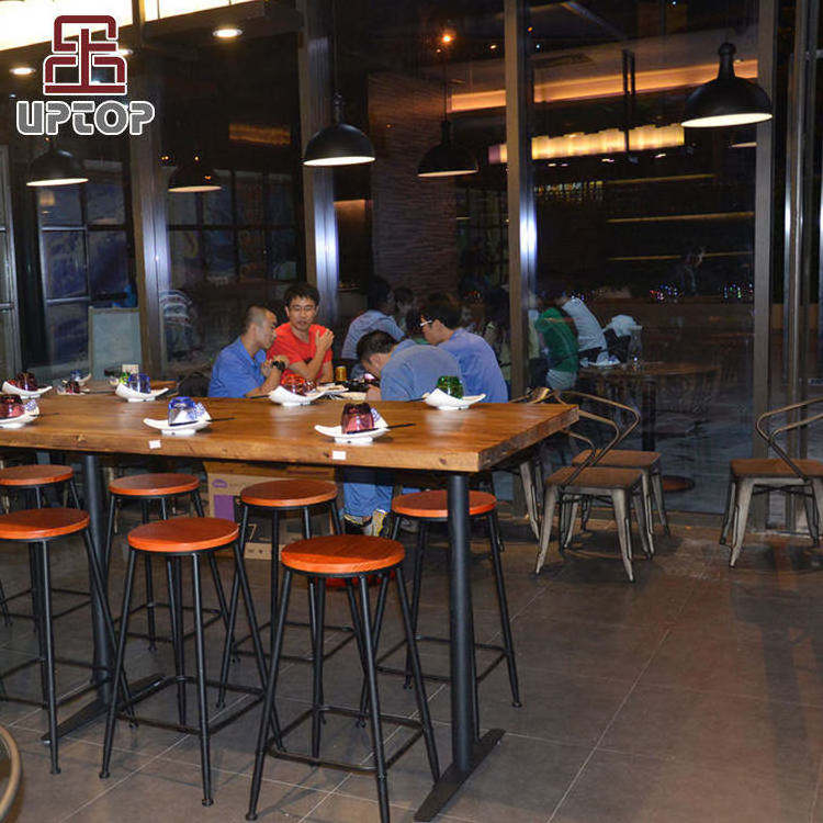 Hot sale custom durable industrial wood commercial project dining hotel cafe restaurant furniture table and chair