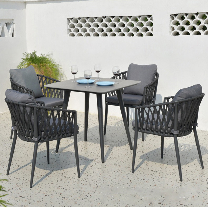 outdoor furniture set four luxury chair patio garden outdoor restaurant table set hand make rope furniture