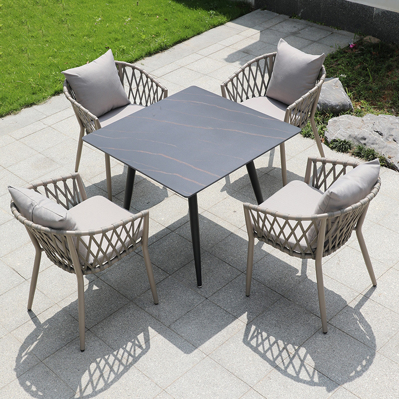 outdoor furniture set four luxury chair patio garden outdoor restaurant table set hand make rope furniture