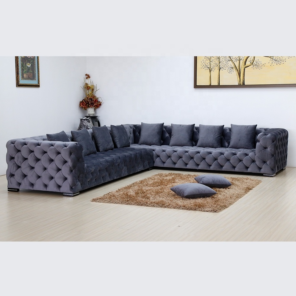 new design custom luxury black red purple gray beige commercial furniture living room sectional corner sofa set