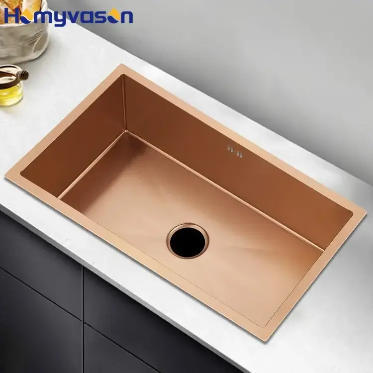 Wholesale Workstation Single Bowl Rose Gold Nano Steel Sus 304 Sink Kitchen Rose Gold