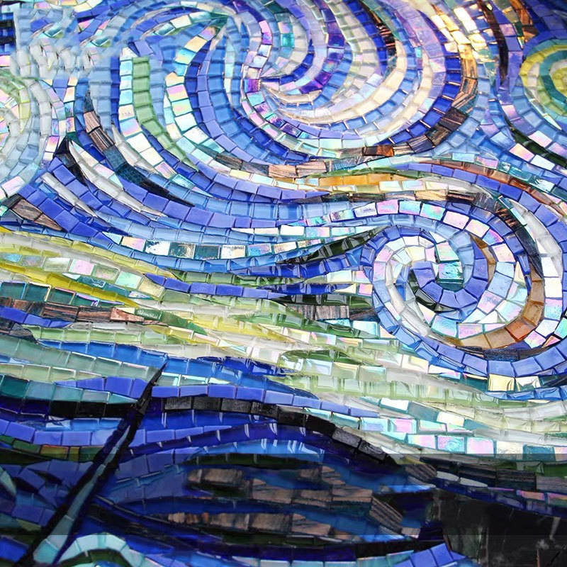 Van Gogh Starry Sky Ice Jade Crystal Mosaic Cut Painting Puzzle Living Room Entrance Hallway Wall Mosaic