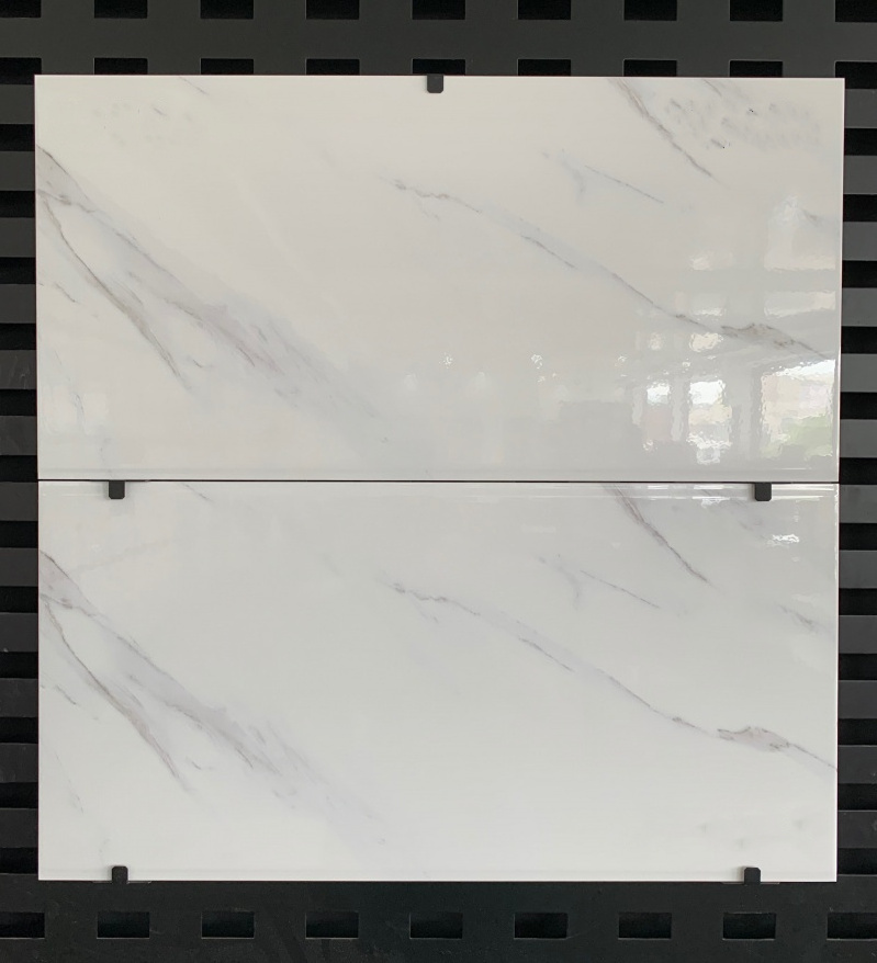 Indoor white Wall decorative tiles bathrooms and kitchen samples guangzhou ceramic mirror tile 300x600