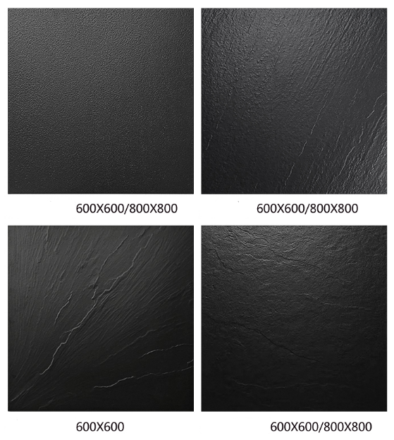 Matte black slate ceramic tile popular 600*600 full body rustic tiles for outside tile outdoor r10