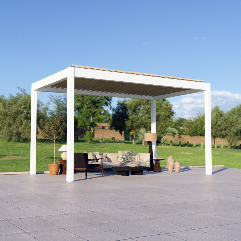 Customized adjustable outdoor gazebo waterproof louvered roof motorized modern pergola