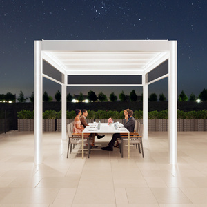 Outdoor Roller Shades Sunproof Waterproof Aluminium Louvre Pergola with Outdoor Roller Blinds