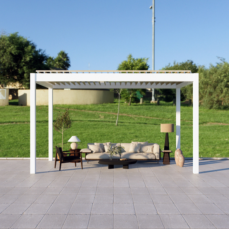 Customized adjustable outdoor gazebo waterproof louvered roof motorized modern pergola