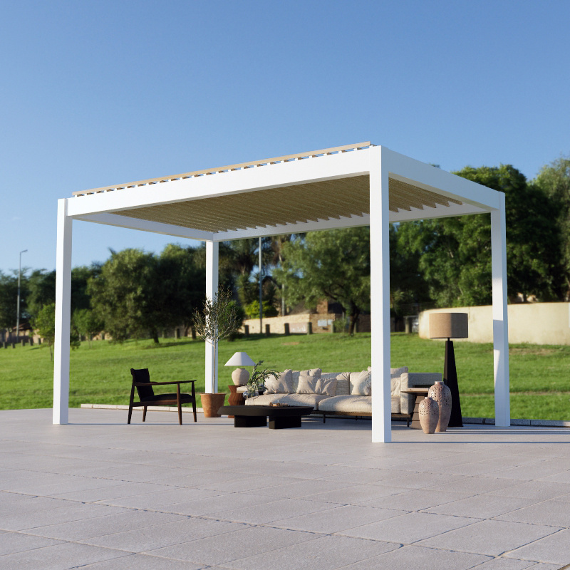 Customized adjustable outdoor gazebo waterproof louvered roof motorized modern pergola