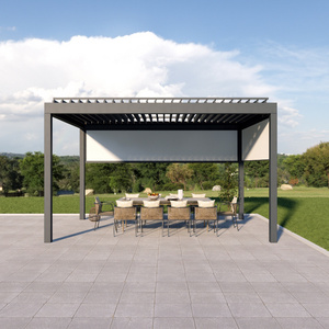 Patio aluminum louver pergola with adjustable sunscreen loved pergola with screen curtains gazebo