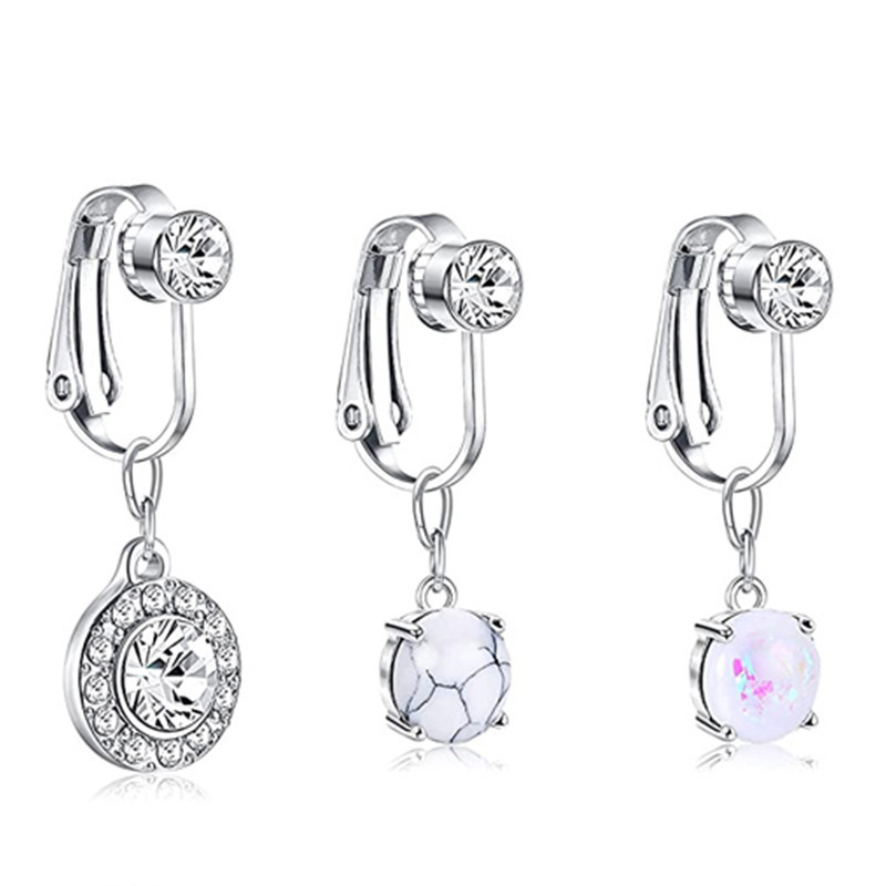 WANTI wholesale fake belly button ring cute heart shape rosy design clip on belly ring non piercing body jewelry