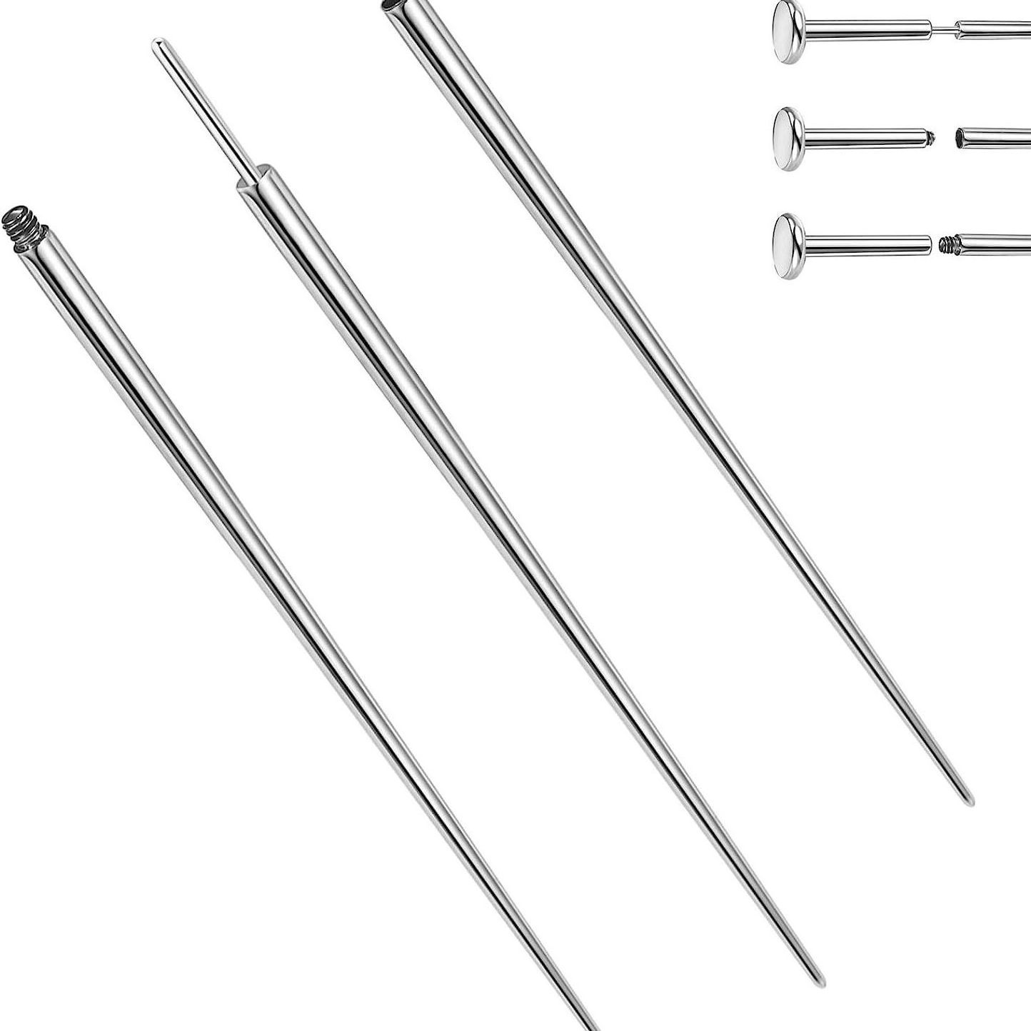 WANTI 316L Surgical Steel 14G/16G/18G/20G Insertion Pin for Threadless Jewelry Nostril Piercing Taper Push in Body Piercings Too