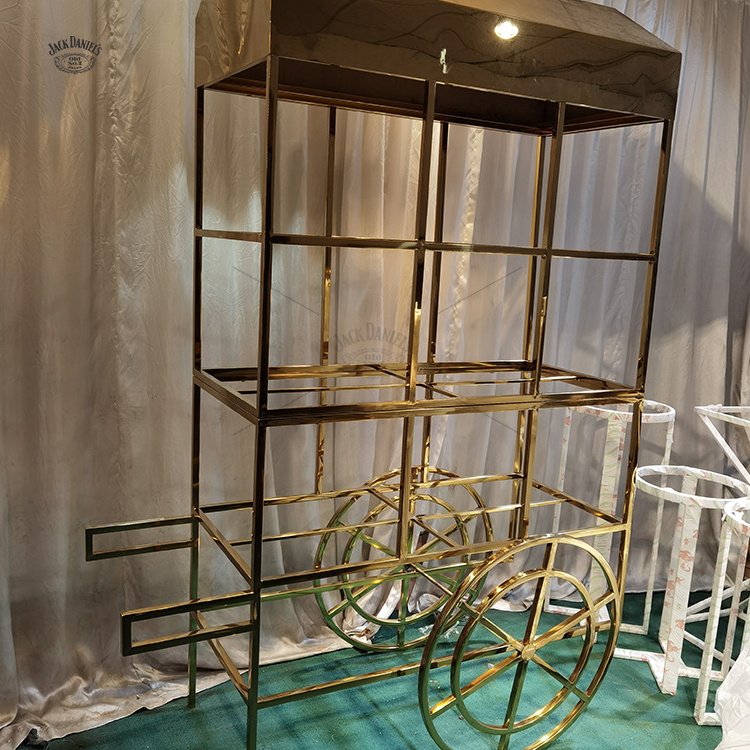 Hot New Design Metal Luxury Candy Cart With Wheels Wedding Candy Cart Party Decoration