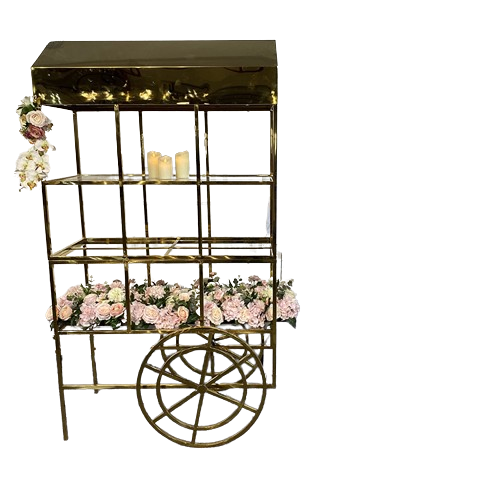 Hot New Design Metal Luxury Candy Cart With Wheels Wedding Candy Cart Party Decoration