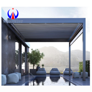 Garden Aluminium Pergola with led light Factory Custom Waterproof Retractable Pergola Outdoor gazebo