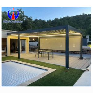 Retractable Motorized Aluminium Pergola With Waterproof Gazebo For Outdoor Backyard Bioclimatic Louvered Gazebo