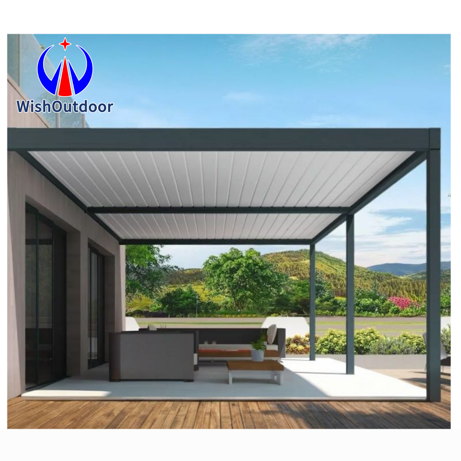 Aluminum Pergola Motorized Metal Gazebo Wholesale Customized PVC Folding Pergola Solar lights for pergola