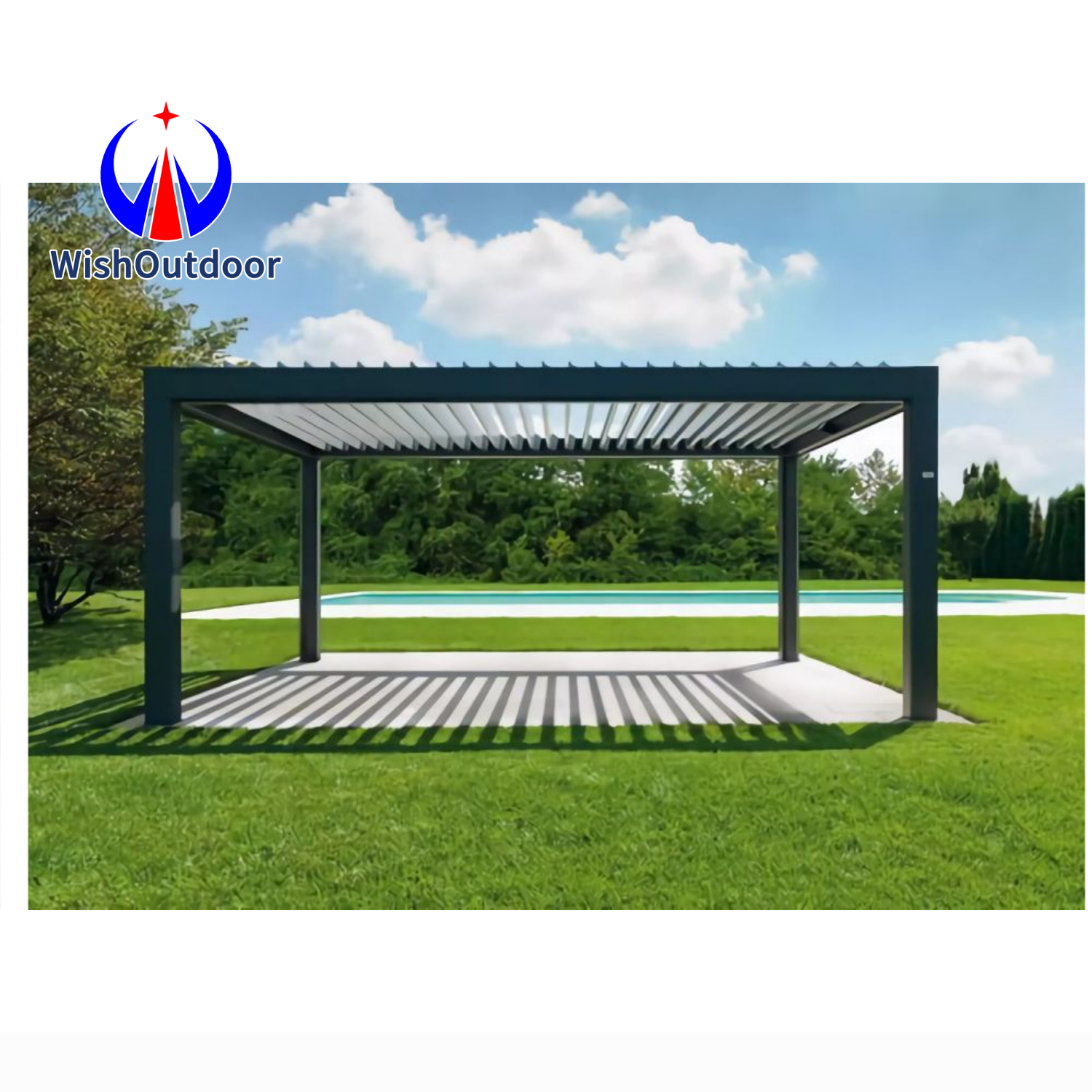 Louver Gazebo Outdoor Aluminum Pergola White Aluminum Louver Roof Gazebo High Quality Modern Wholesale