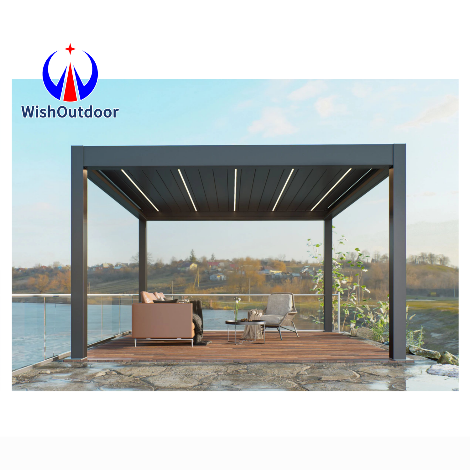 Outdoor Pergola Waterproof  Aluminum Pergola Outdoor Pergola White Aluminum Louver Roof Gazebo Best Selling Waterproof