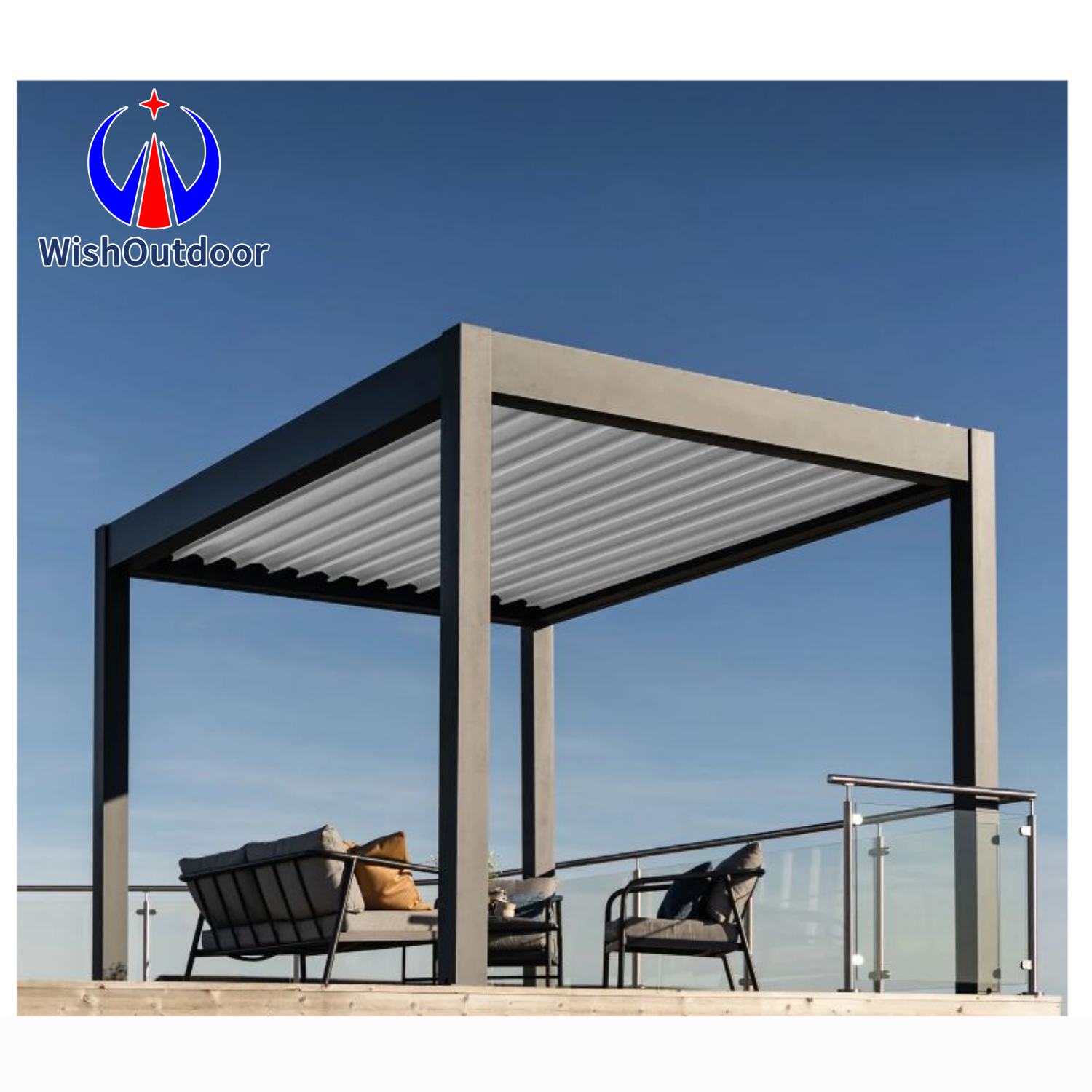 Motorized electric aluminum pergola outdoor Outdoor Roof Garden Canopy Sunshade Aluminium Modern Wholesale