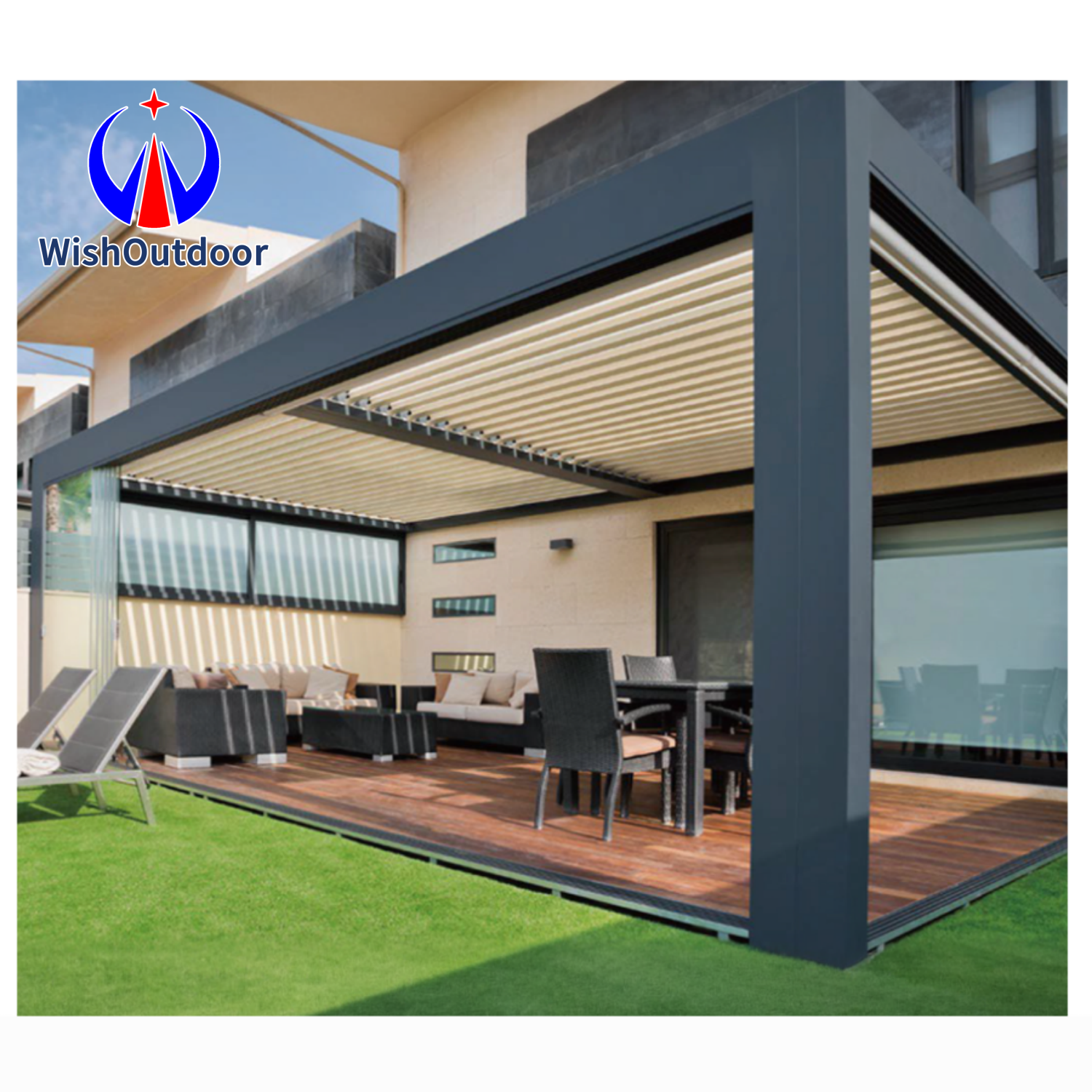 Motorized Metal Gazebo Balcony Patio Retractable Pergola Awnings Roof System  Factory supply Customized modern