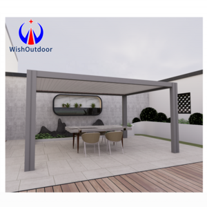 Louvered Roof Pergola Automatic Electric Garden Pergola Outdoor Aluminium Waterproof Pergola Bioclimatic Gazebo