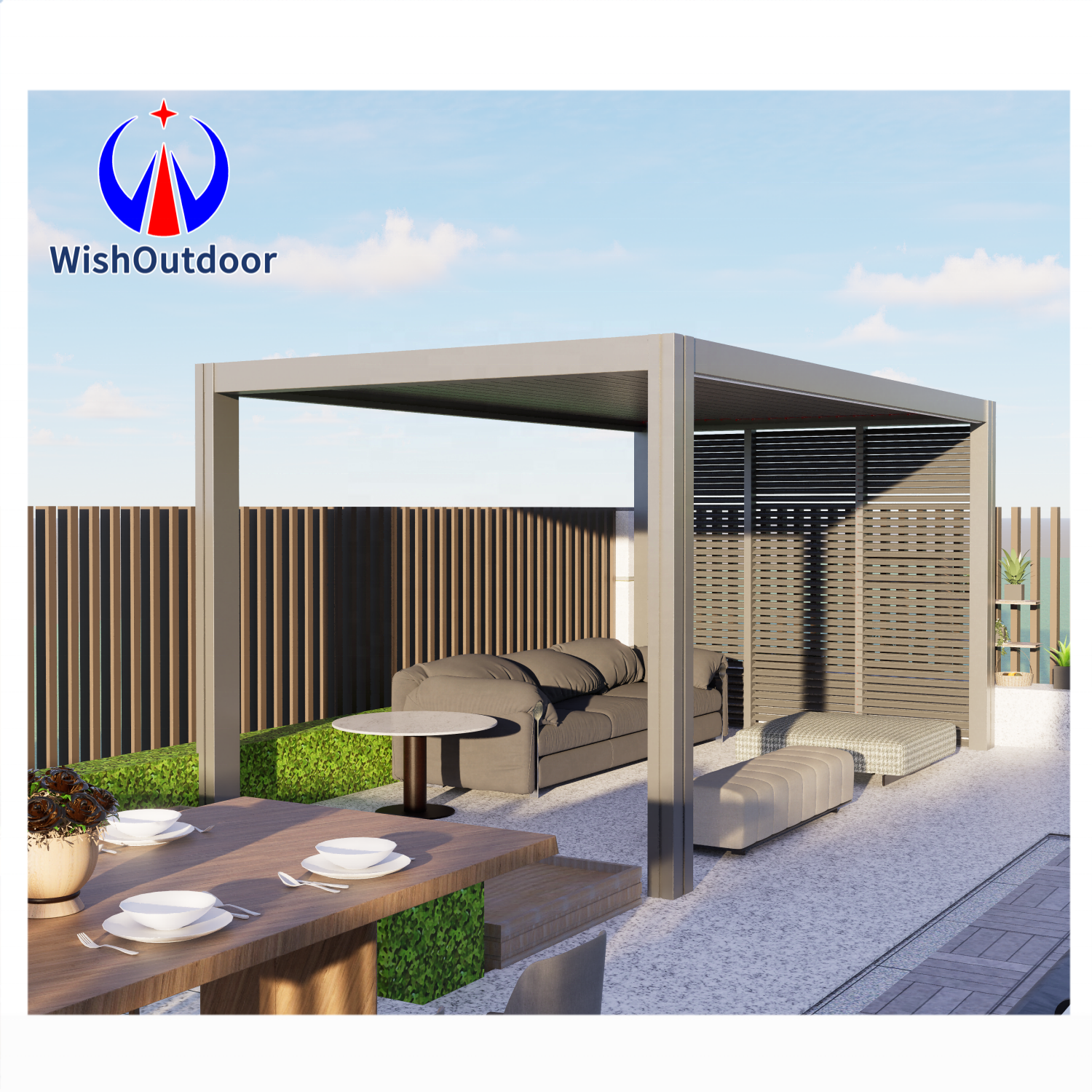 Outdoor Aluminium Retractable Pergola Bioclimatic Aluminum Louver Gazebo Garden Sunshade Motorised Waterproof Pergola