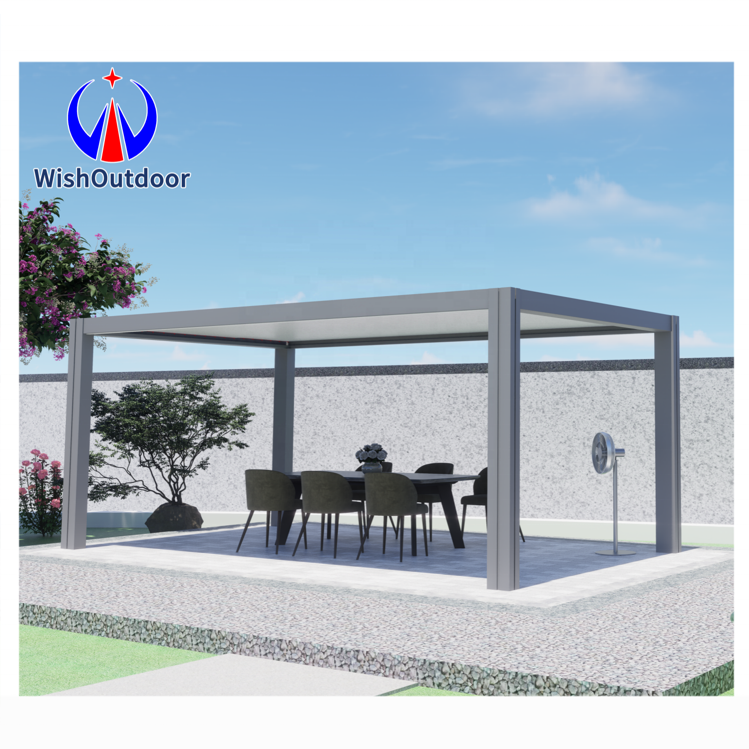 Garden Motorized Gazebo Outdoor Waterproof Aluminum Pergola Louvered Roof Bioclimatic Pergola Sun Shade Pergola